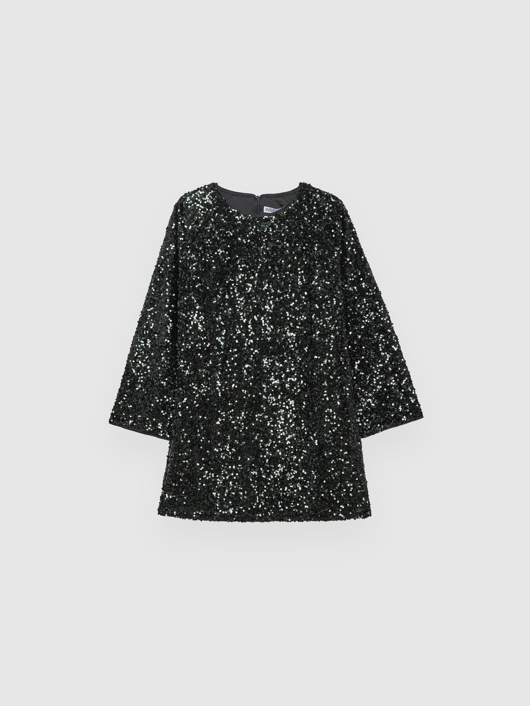 Mini sequin dress black middle front view