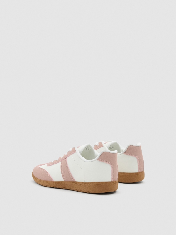 Retro low pink sneakers off white 45º back view