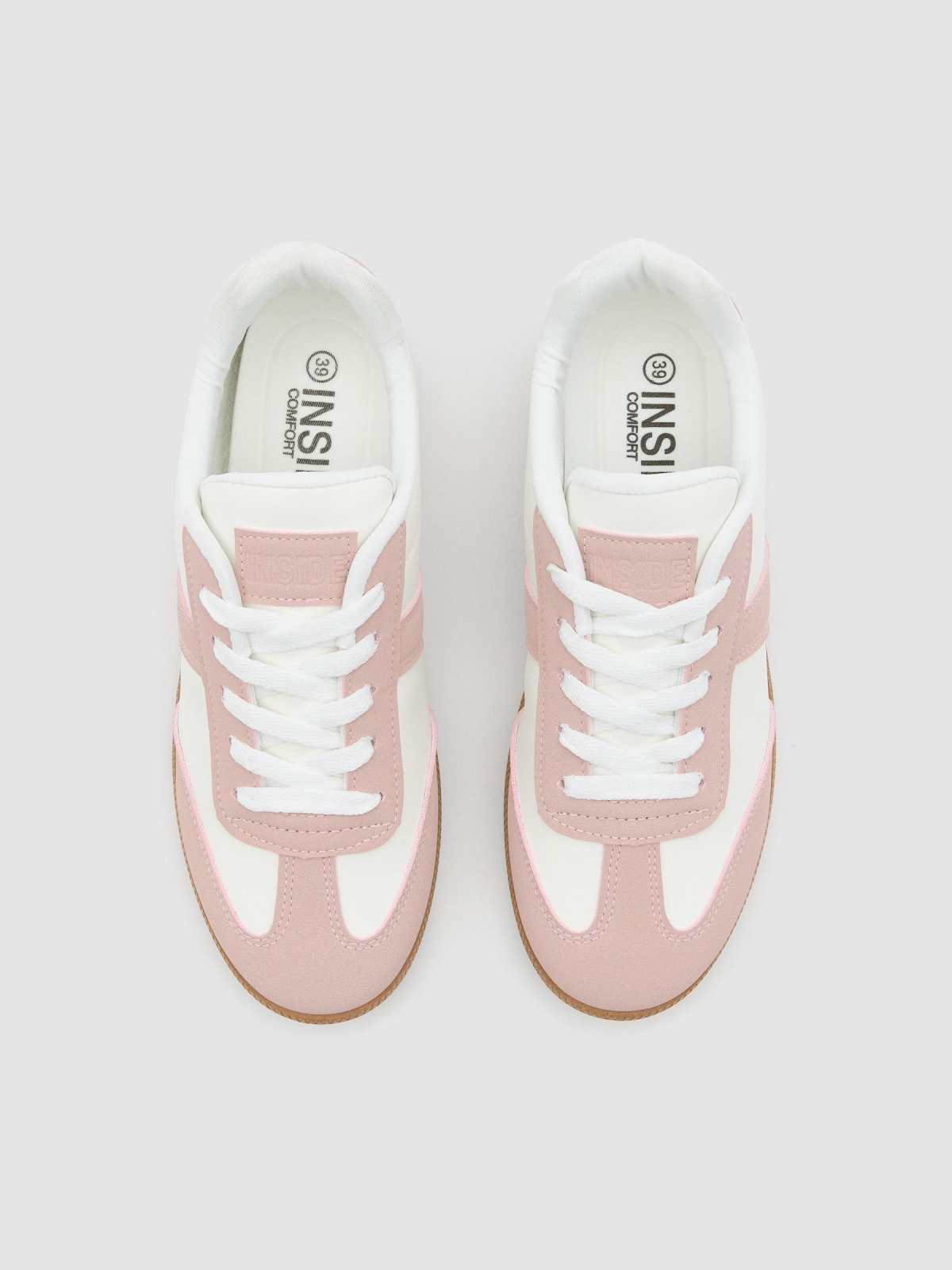 Retro low pink sneakers off white zenithal view