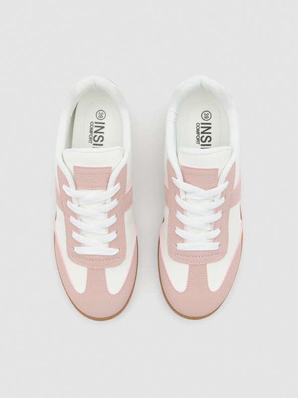 Retro low pink sneakers off white zenithal view