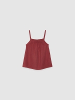 %Pto% Bambula strap blouse mineral red front view