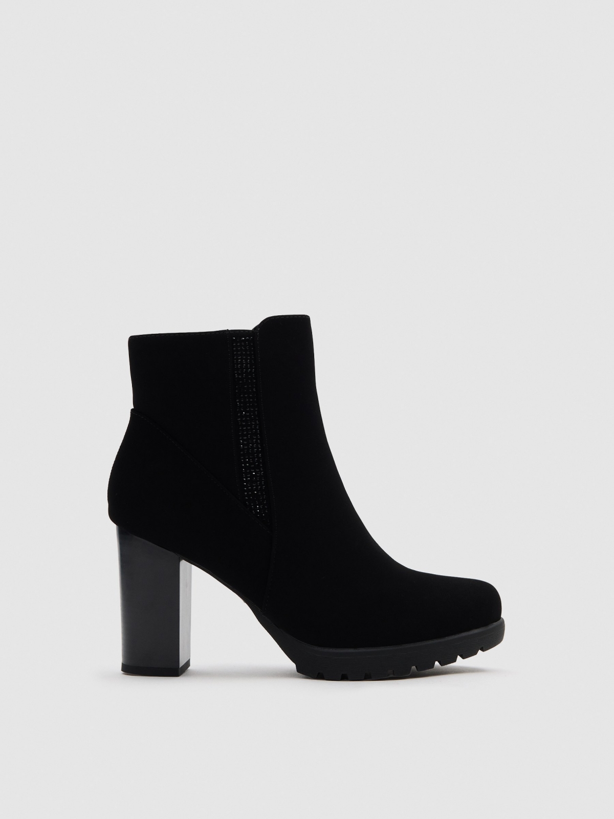 High heel glitter boot black