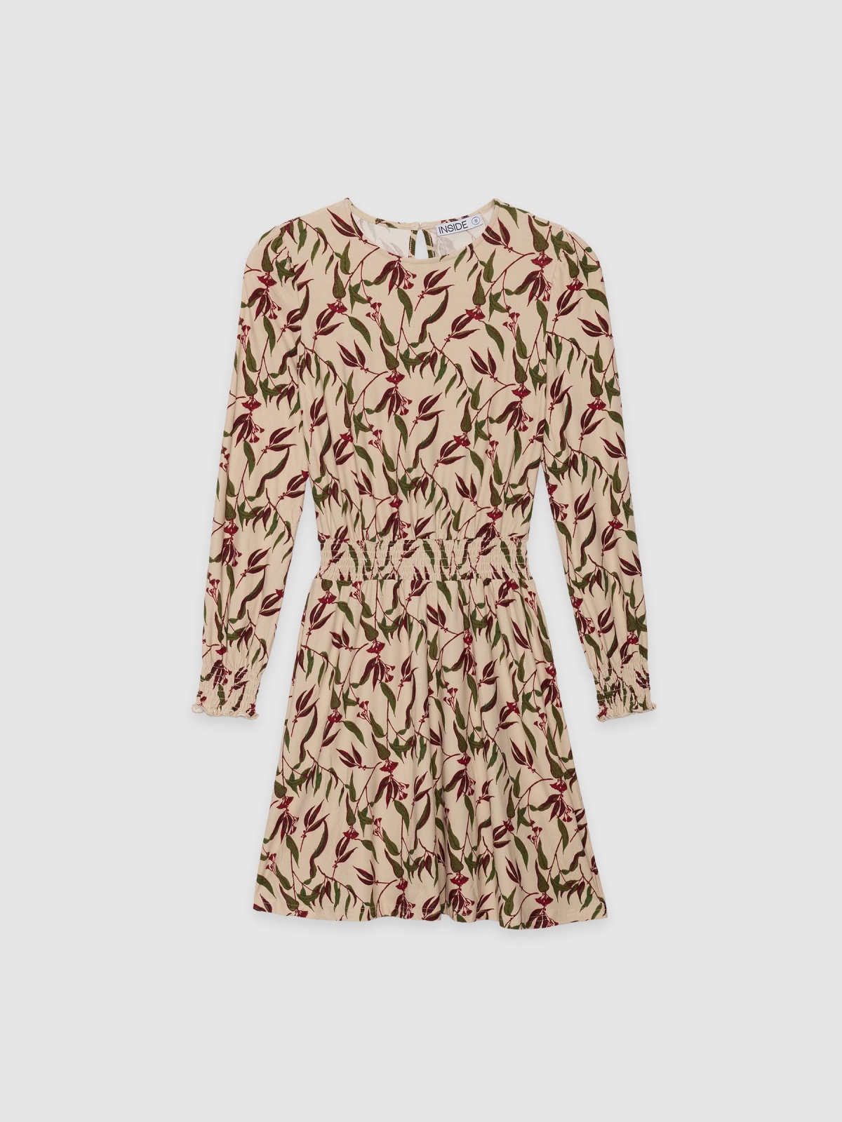  Vestido curto estampado off white vista frontal