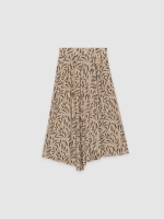 %Pto% Saia midi estampada folhas crua vista frontal