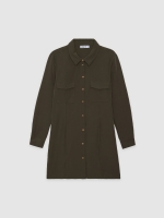 %Pto% Mini button dress khaki front view