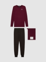 %Pto% Plain printed pajamas burgundy front view upper part