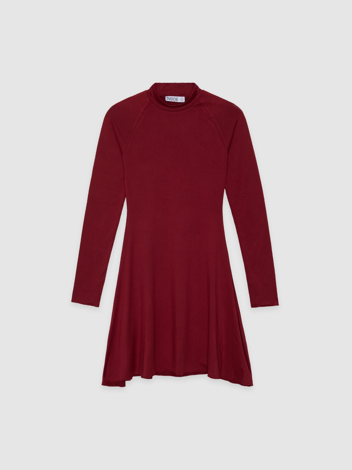 %Pto% Mini dress with a mock neck garnet front view