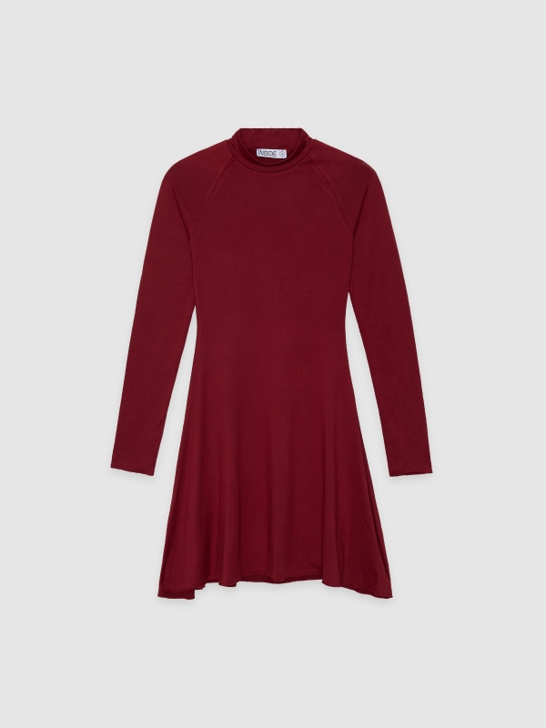  Mini dress with a mock neck garnet front view