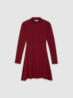 %Pto% Mini dress with a mock neck garnet front view