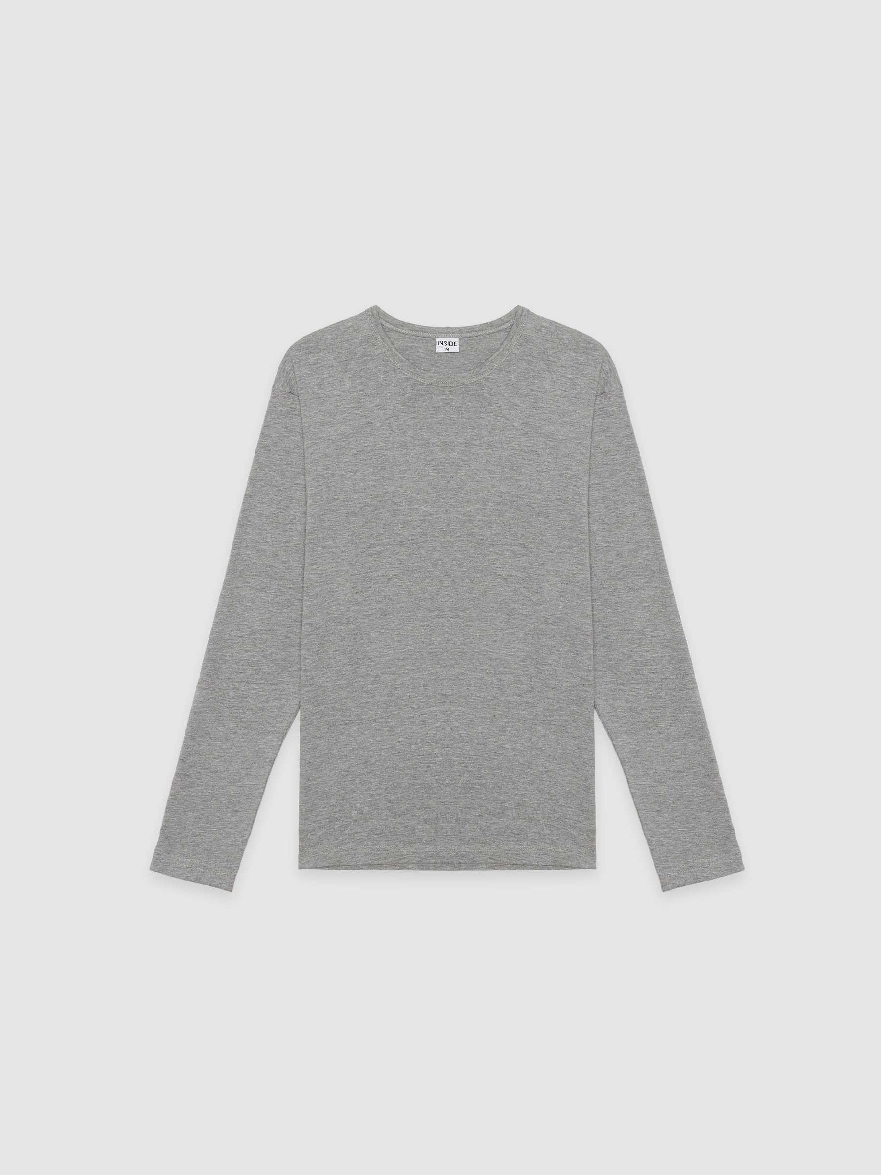  Camiseta básica manga larga gris melange vista frontal