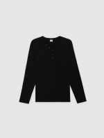%Pto% Plain long-sleeve shirt with buttoned collar black front view