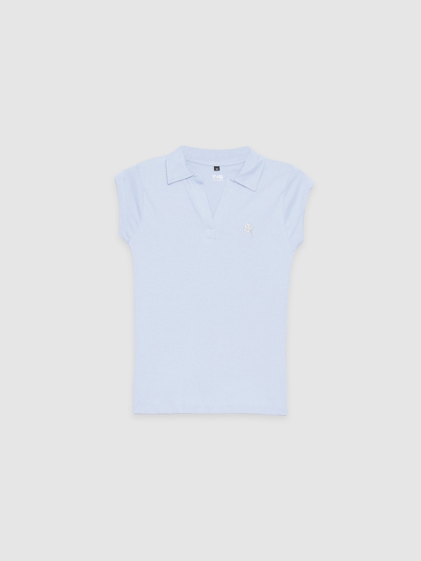  Camiseta polo bordado azul claro vista frontal