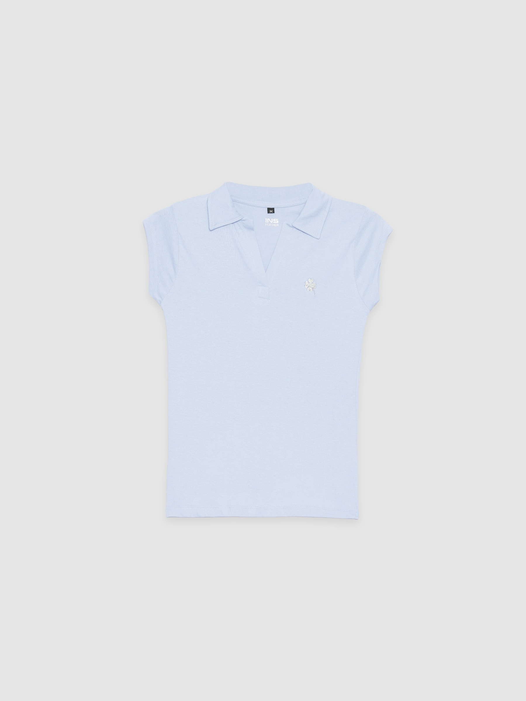  Polo t-shirt with embroidery light blue front view