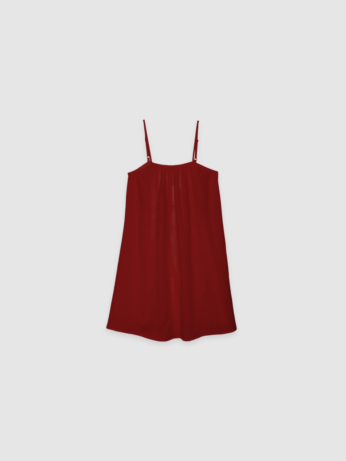 %Pto% Vestido mini alças liso vermelho mineral vista frontal