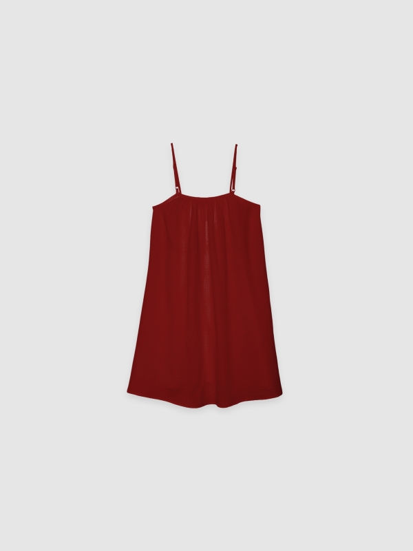  Plain spaghetti strap mini dress mineral red front view
