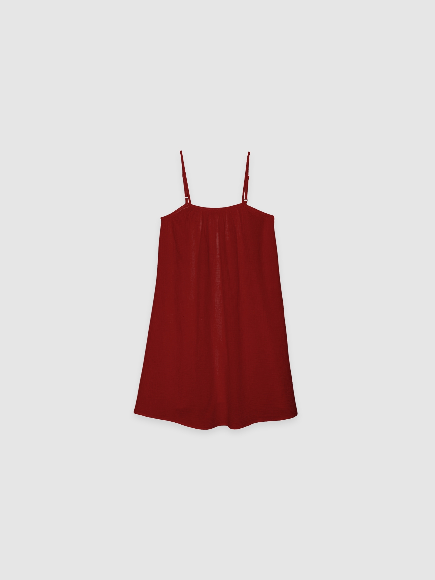  Vestido mini alças liso vermelho mineral vista frontal