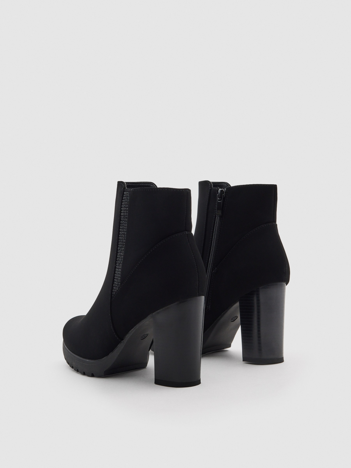 High heel glitter boot black 45º back view