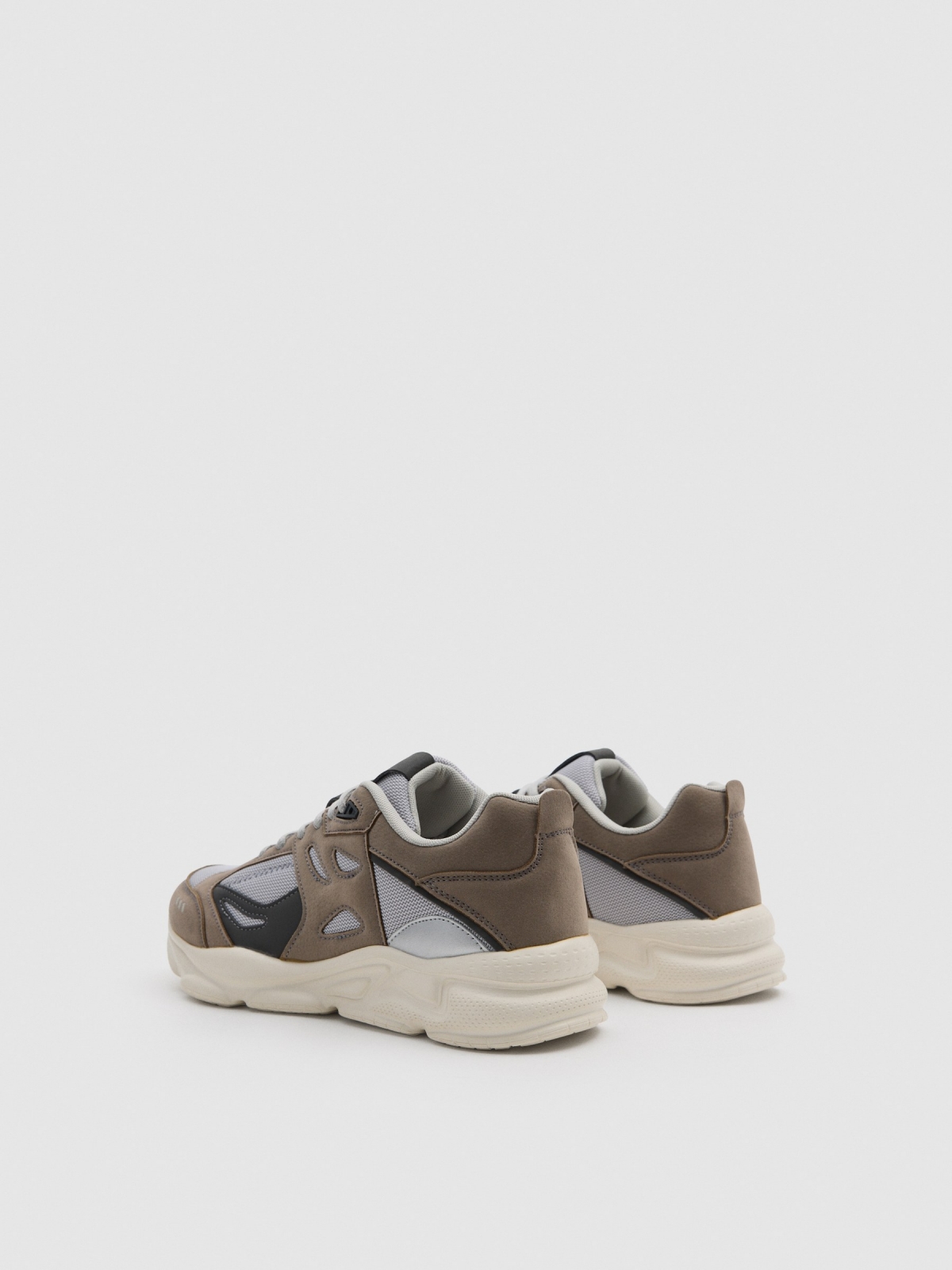 Gray combined running sneaker stone grey 45º back view