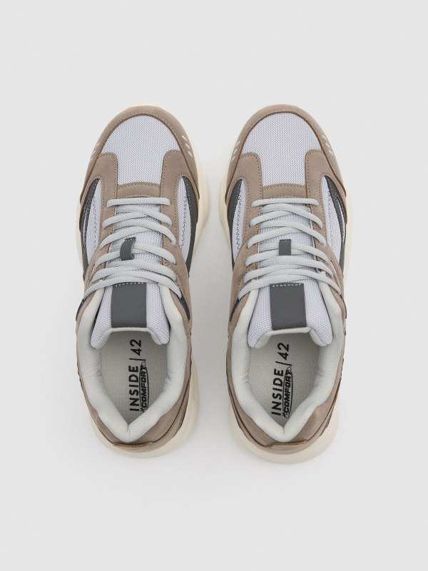 Gray combined running sneaker stone grey zenithal view