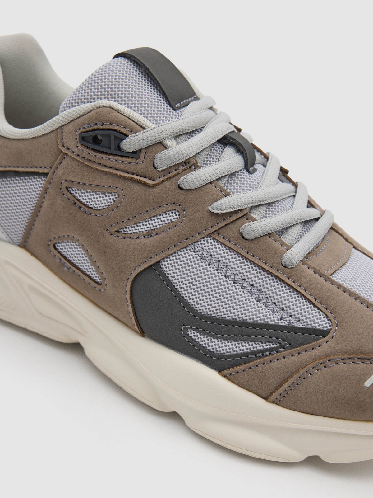 Gray combined running sneaker stone grey detail view