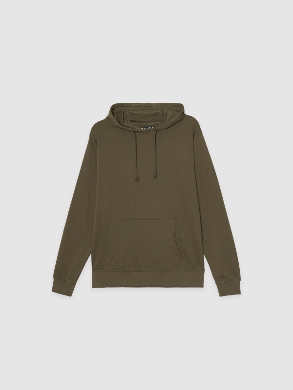  Sudadera canguro con logo kaki vista frontal