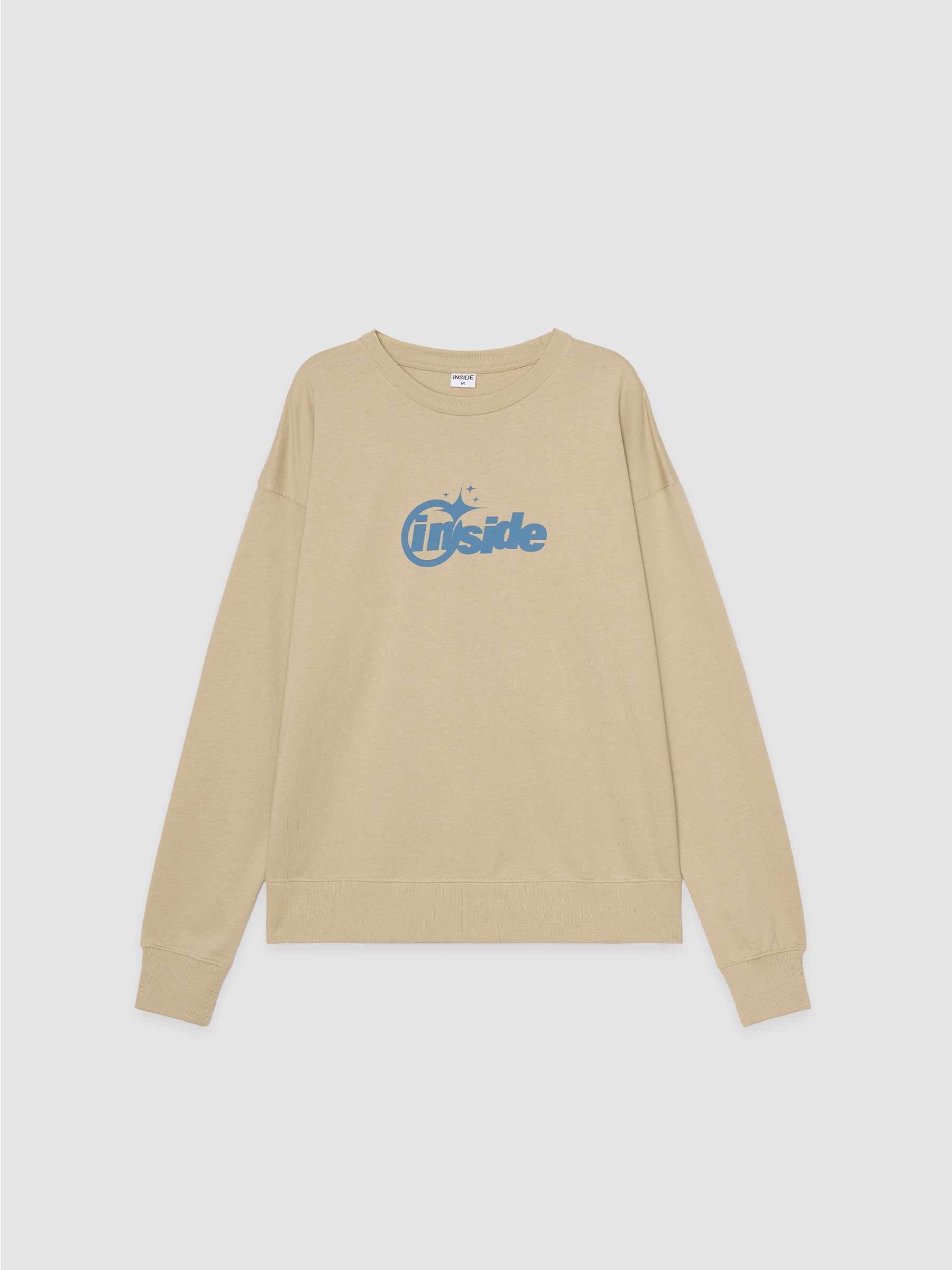 Moletom estampado com texto crua vista meia frontal