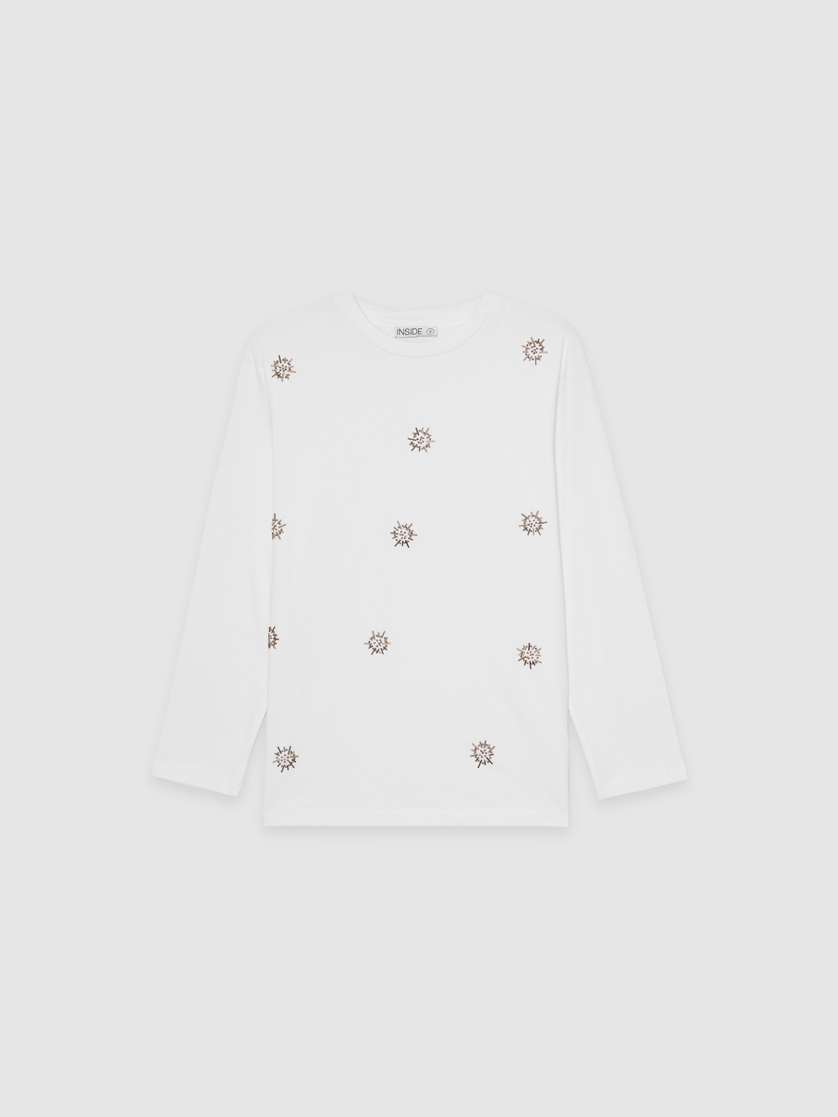  Long sleeve beaded shirt white front view