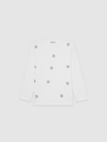 %Pto% Long sleeve beaded shirt white front view