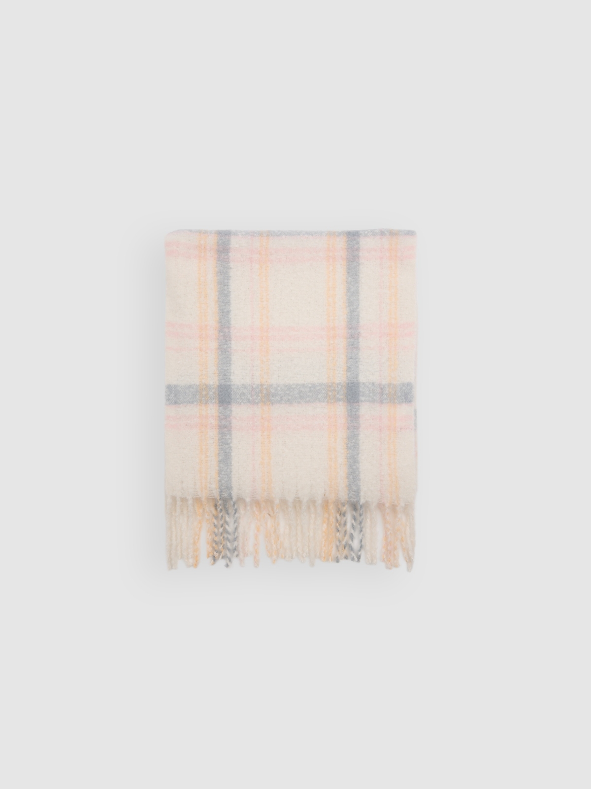 Plaid pattern scarf multicolor rolled view