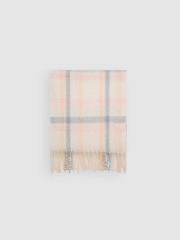 Plaid pattern scarf multicolor rolled view