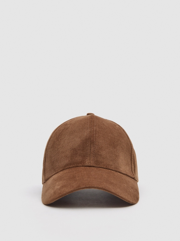 Microfiber cap brown 45º front view