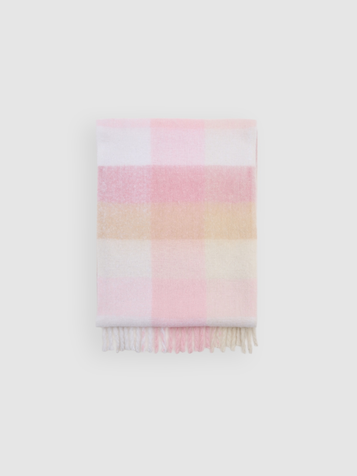 Bufanda estampado cuadros pastel multicolor vista enrollada