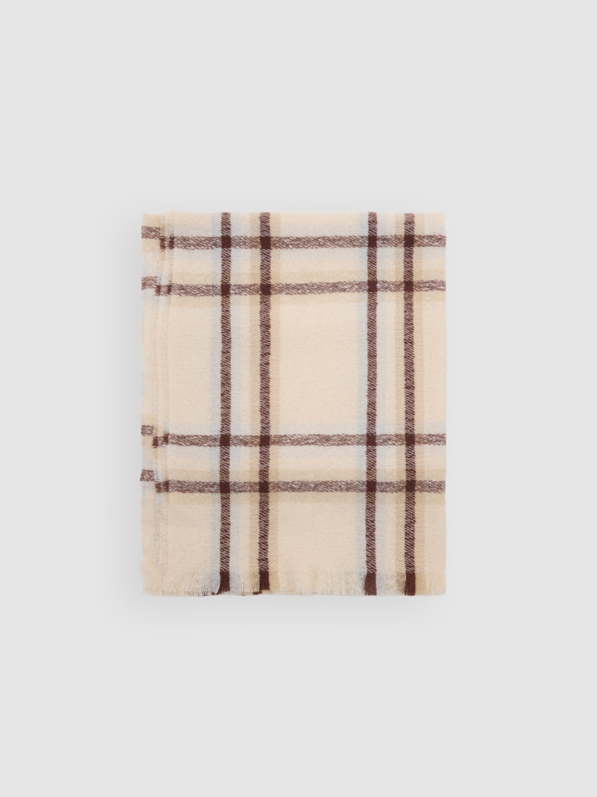 Bufanda estampado cuadros beige beige vista enrollada
