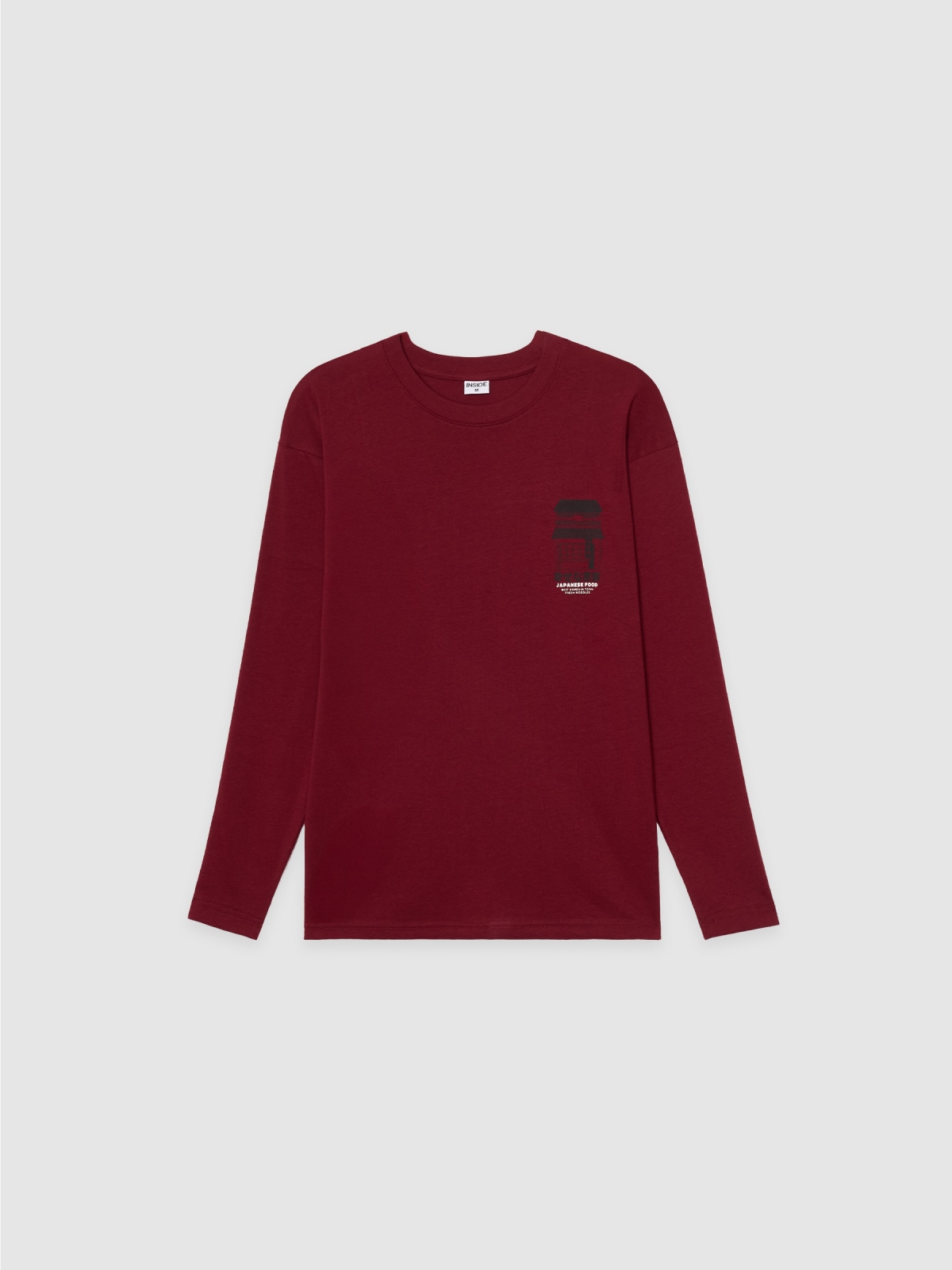  Long sleeve shirt Japanese food burgundy front view