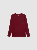 %Pto% Long sleeve shirt Japanese food burgundy front view