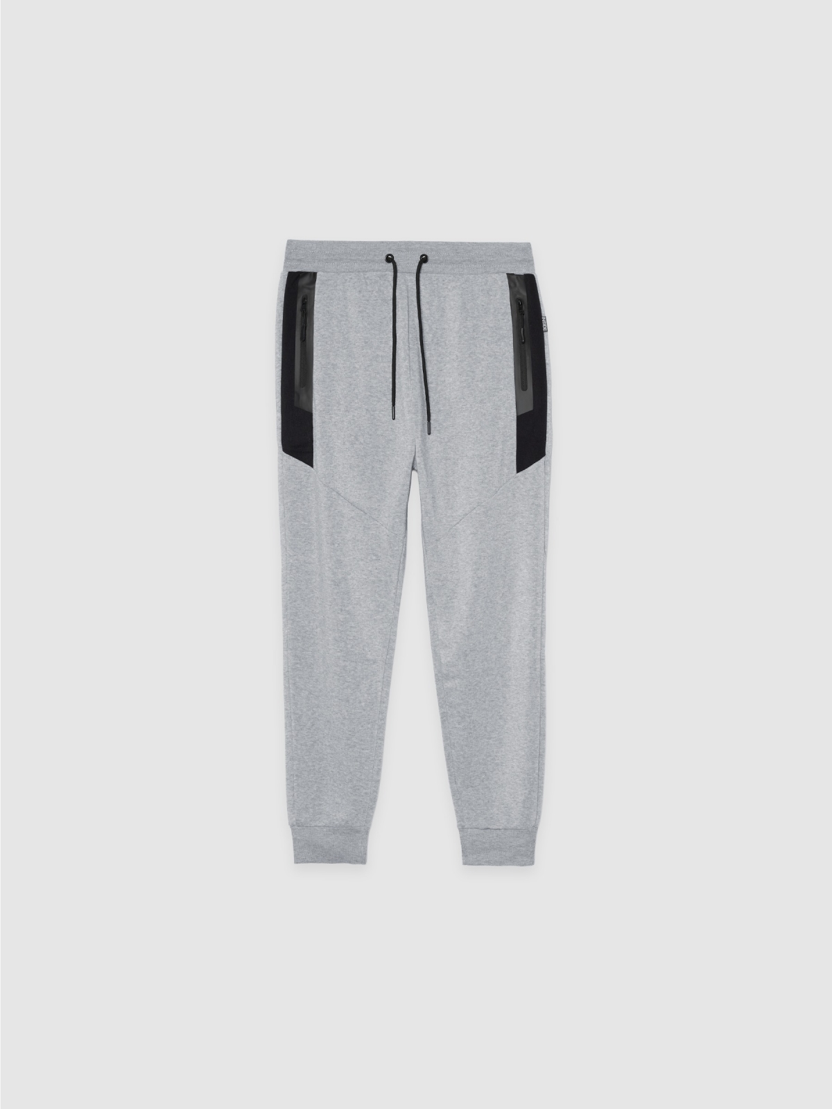  Gray fleece athletic jogger light grey front view