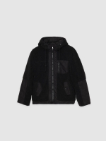 %Pto% Shearling jacket black front view