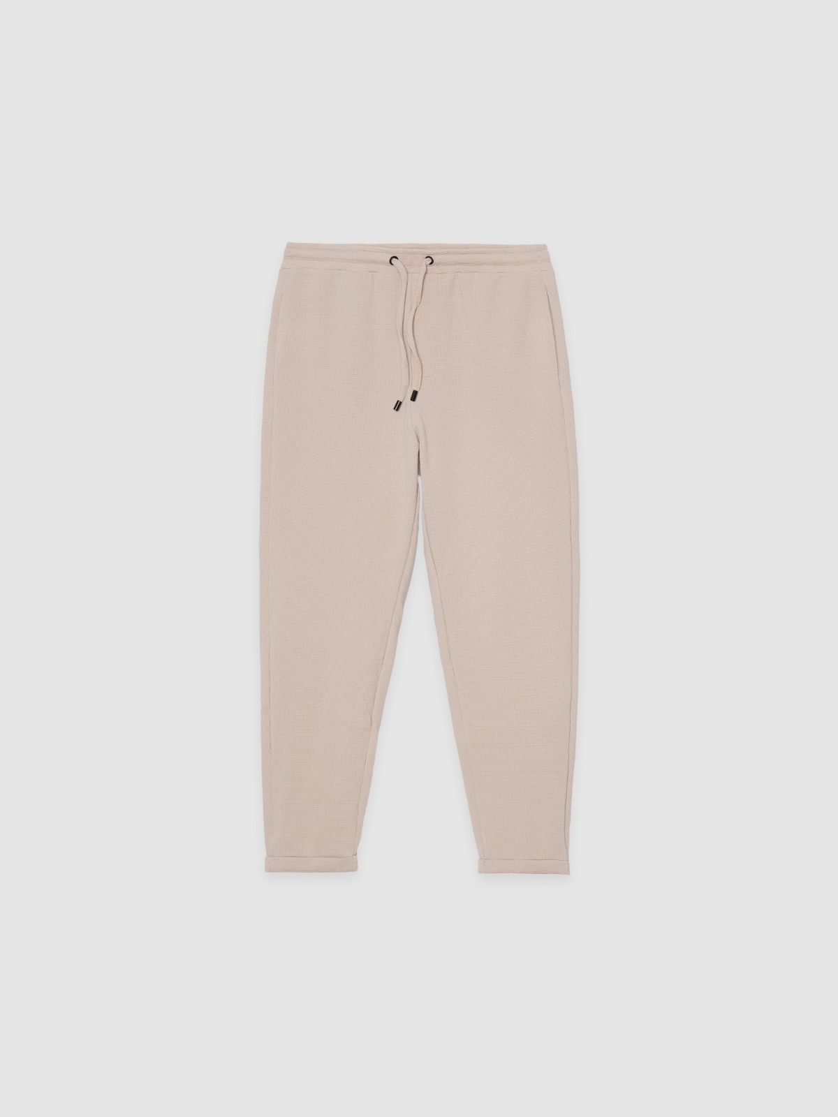  Jogger desportivo felpudo bege crua vista frontal