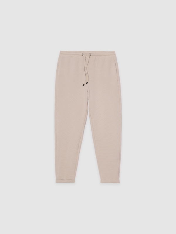  Jogger desportivo felpudo bege crua vista frontal