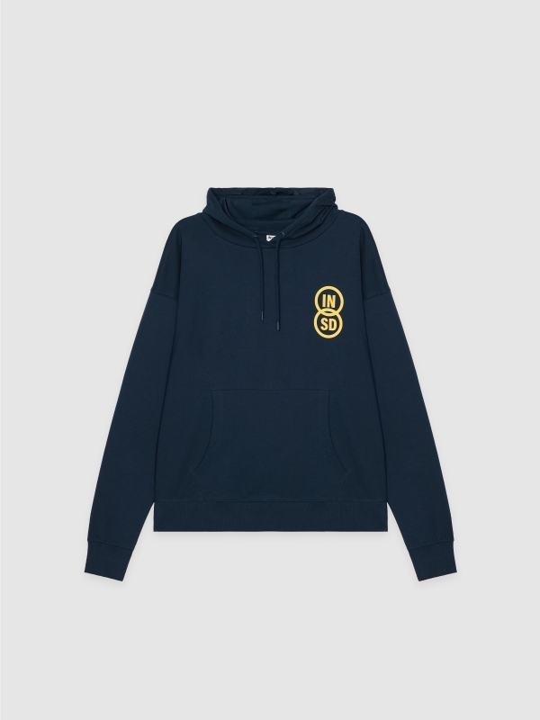  Inside fleece hoodie navy front view