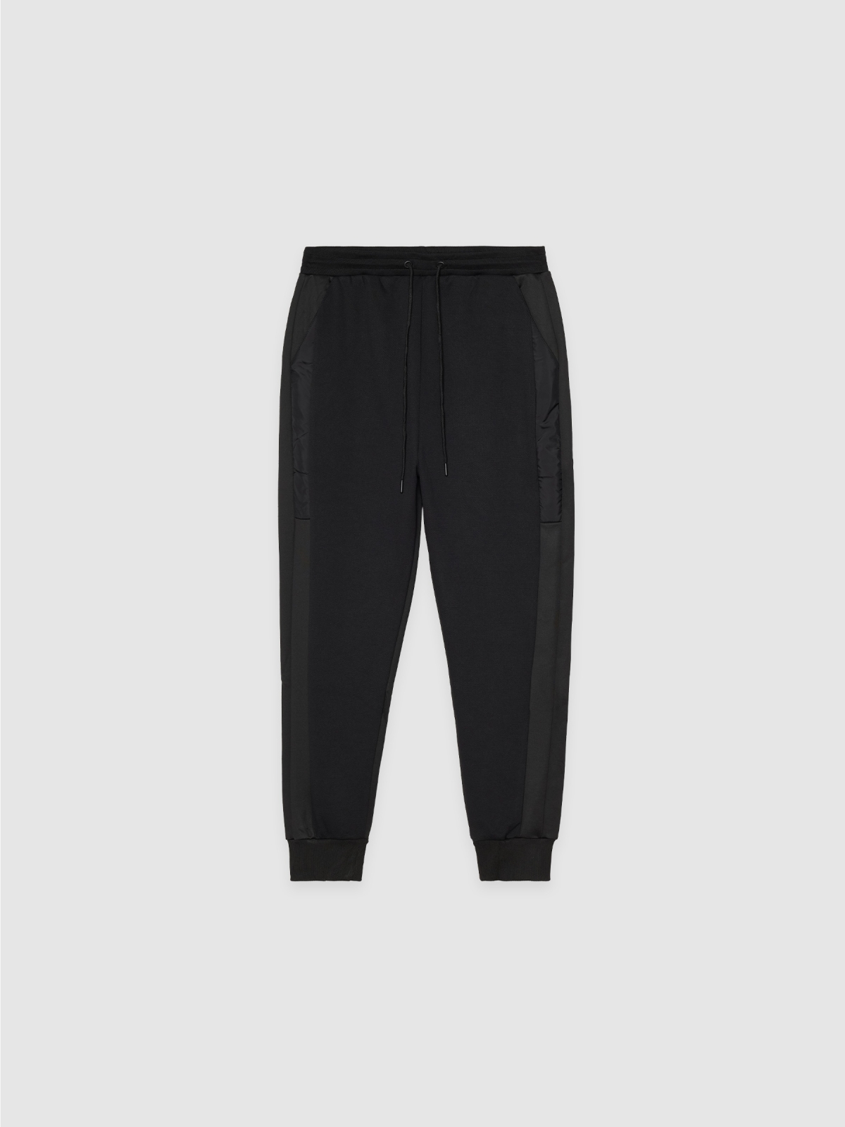  Black fleece sports jogger black front view