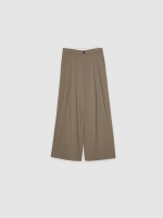 %Pto% Pleated palazzo pants taupe front view
