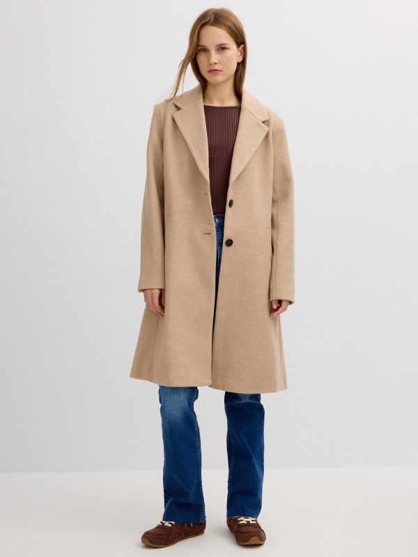 Beige cloth coat sand front view