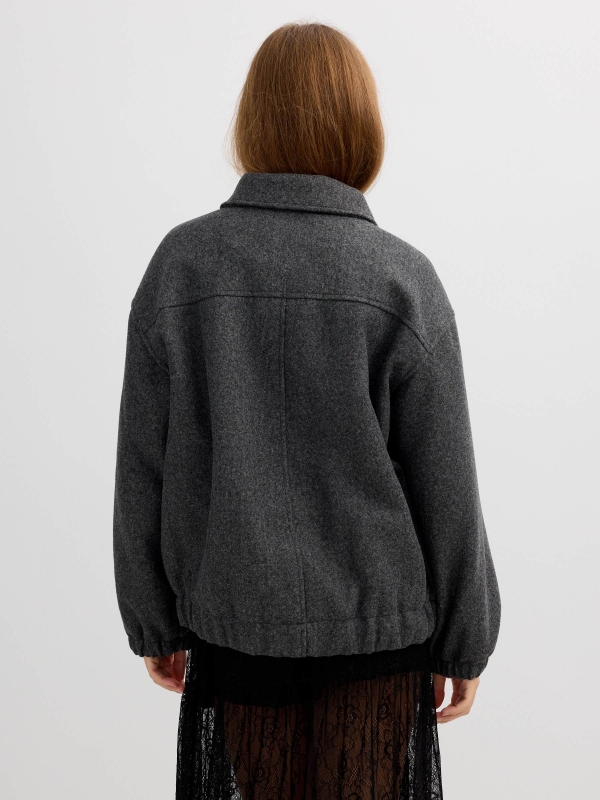 Chaqueta de paño gris gris oscuro vista media trasera