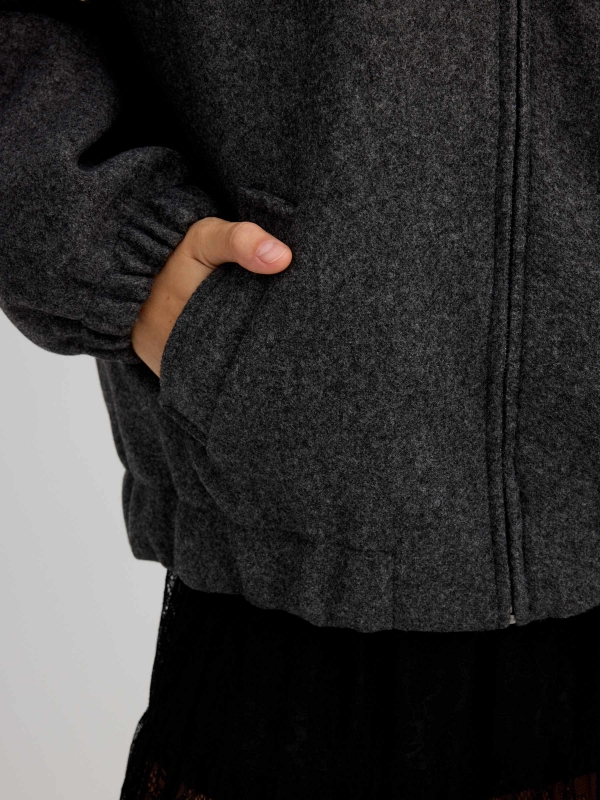 Chaqueta de paño gris gris oscuro vista detalle