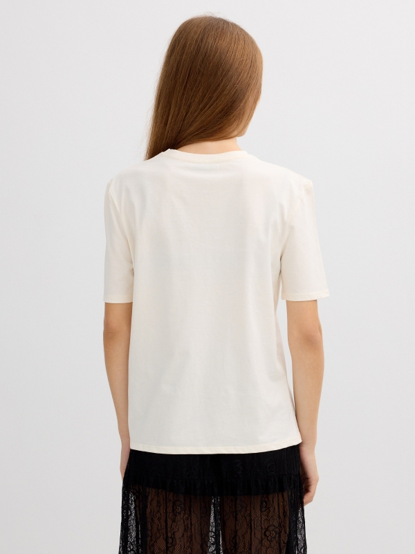 Floral beaded t-shirt raw middle back view