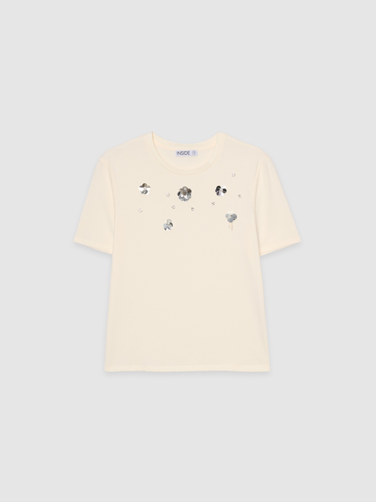 Floral beaded t-shirt raw front view