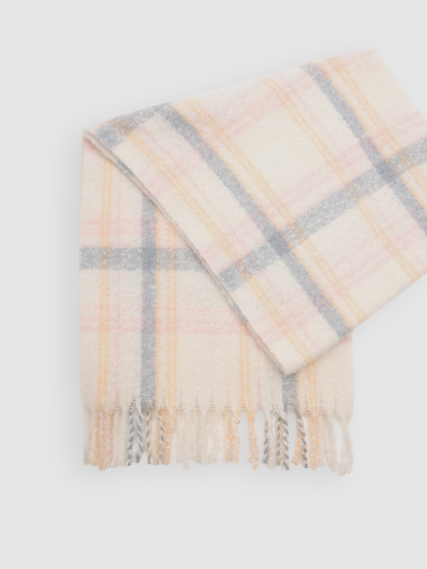 Plaid pattern scarf multicolor folded view