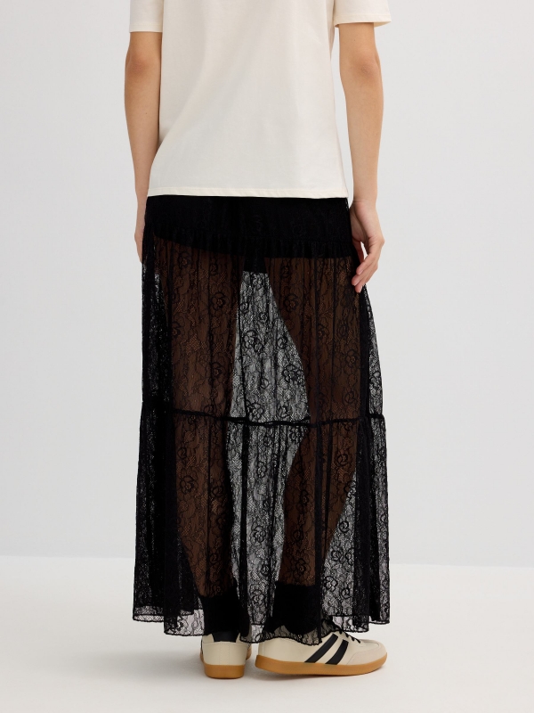 Falda midi de encaje negro vista general frontal