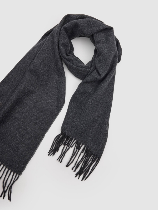 Dark gray scarf dark melange detail view